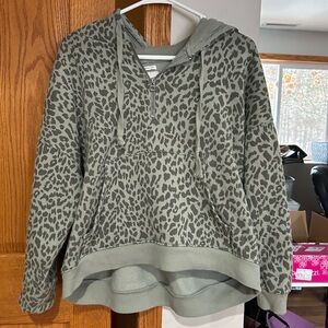 American Eagle Leopard Print Zip-Up Hoodie